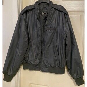 VINTAGE Members Only Jacket Mens 42 Gray Bomber Puffer Quilted Lined Korea